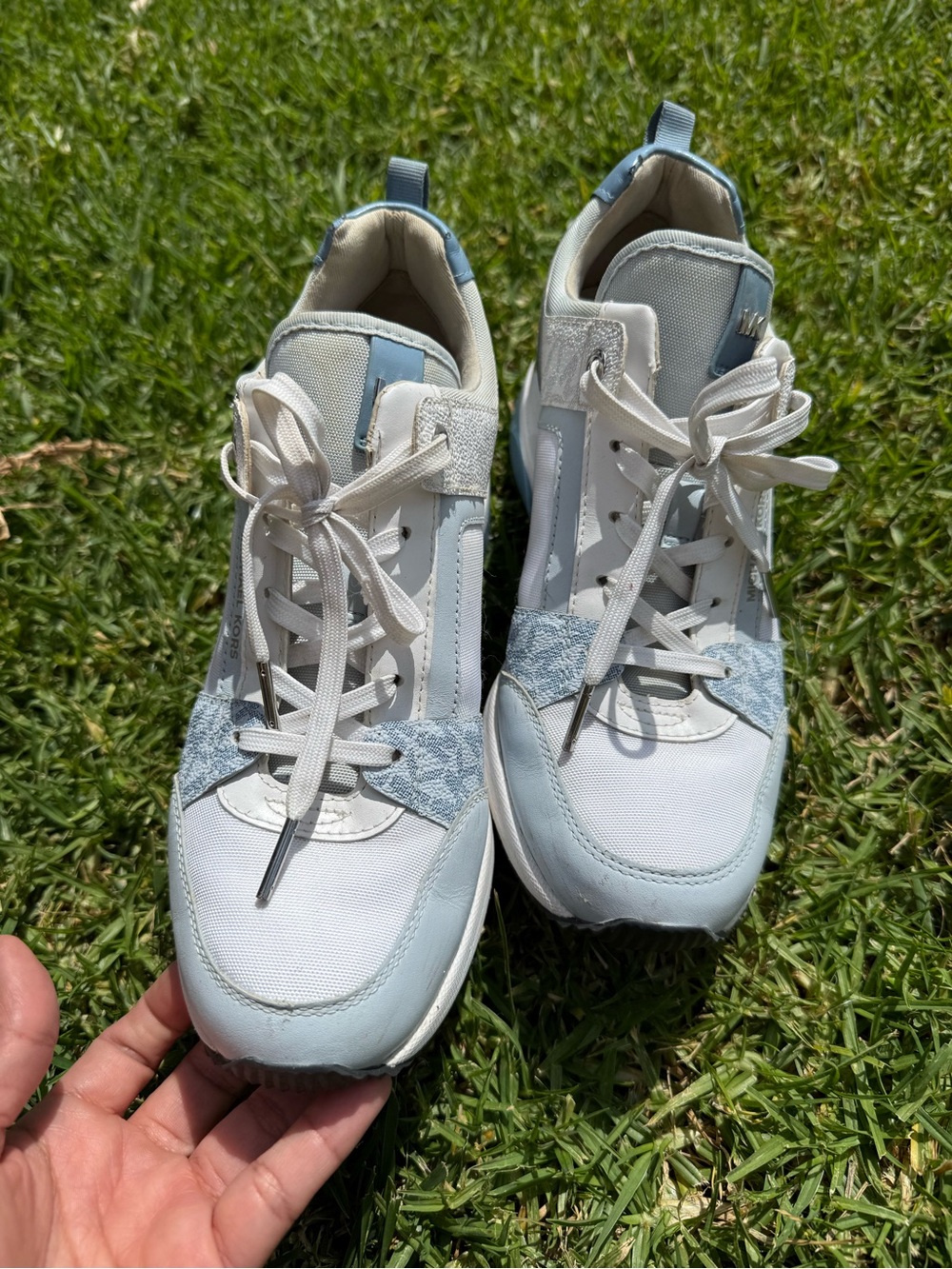 Michael Kors Light Blue and White Women's Sneakers
